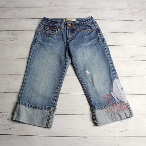 Vintage Old Navy Denim Blue Jeans Girl's Size 8 Embroidered Special Edition - Picture 1 of 11